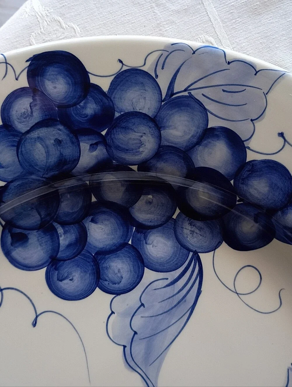 Pier 1 Retired Melinda Hand Painted Classic Blue Fruit Serving Platter, Italy